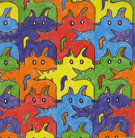 Tessellation Monsters 4th Math Art Classroom Art Projects