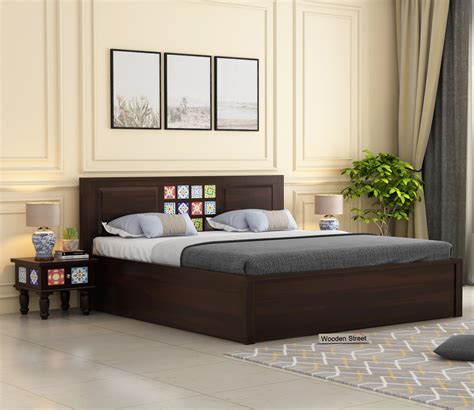 Buy Boho Hydraulic Bed King Size Walnut Finish At 40 Off Online