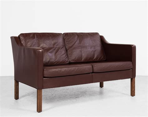 Midcentury Danish 2 Seater Sofa In Leather By Børge Mogensen For