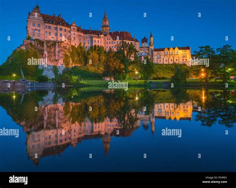 Danube River With Sigmaringen Castle In The Evening Castle Of The