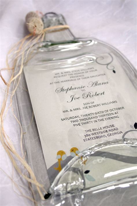 Wedding Invitation Keepsake Melted Wine Bottle With Keepsake Wedding