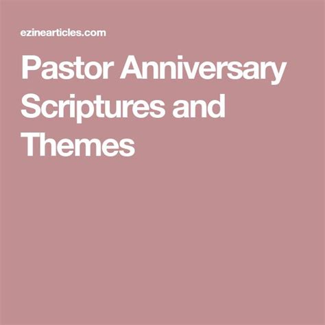 Pastor Anniversary Scriptures And Themes Pastor Anniversary Pastor