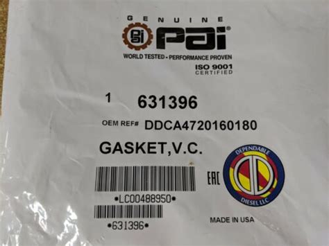 Valve Cover Gasket For Detroit Diesel Dd15 Series Pai 631396 Ref
