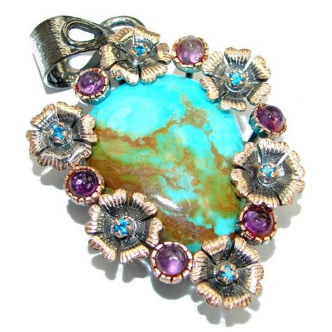 Exquisite Sleeping Beauty Turquoise Rose Gold Rhodium Over 925