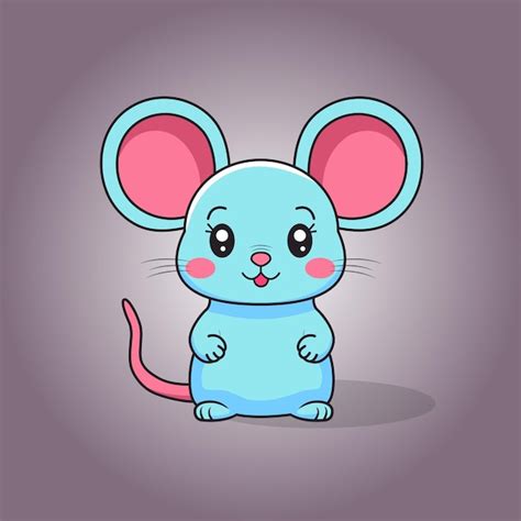 Premium Vector Blue Mouse With Big Ears Smiling Cartoon