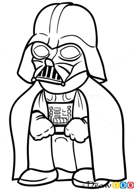 How to Draw Darth Vader, Chibi Star Wars | Star wars art drawings, Star