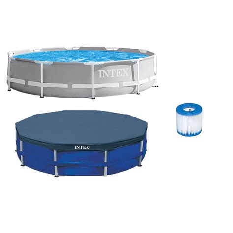 Intex 10ft X 10ft X 30in Pool W 10 Foot Round Pool Cover And Filter
