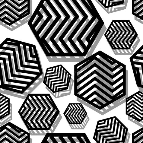 Black Geometric Shapes With Gray Shadows On A White Background Striped
