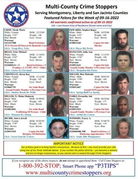montgomery county crime stoppers featured felons for 9 16 2022 moco motive