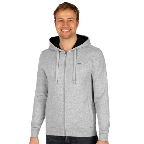 Sweat à capuche lacoste core lifestyle zippé bleu. Lacoste Sweat À Capuche Hommes - Gris Clair , Bleu Foncé ...