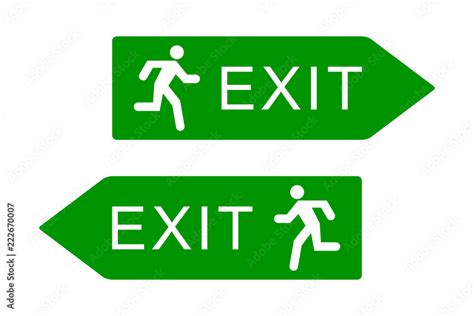 Exit Sign With Running Man Icon Green Emergency Exit Door Sign
