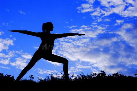Yoga Woman Practicing Pose Silhouette Stock Image Image Of Balance