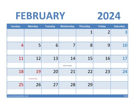 February 2024 Calendar Blank Monthly Calendar