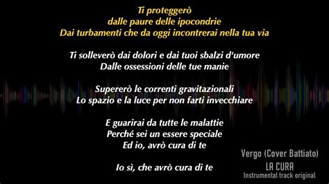 Il testo della della canzone di: Vergo "La Cura" cover di Franco Battiato - instrumental ...