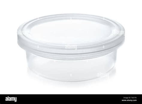 Small Transparent Round Plastic Container Isolated On White Stock Photo Alamy