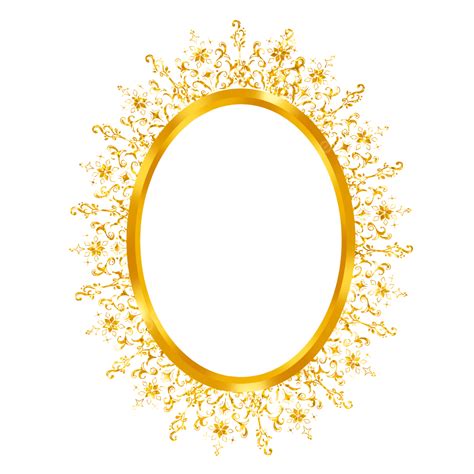 Beautifully Engraved Oval Gold Frame Wedding Oval Gold Png