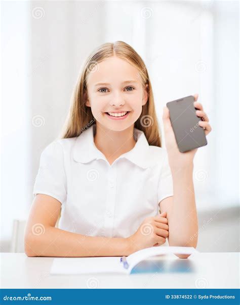 Girl With Smartphone At School Stock Photo Image Of Attractive