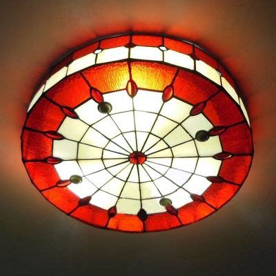 Window treatments curtains & drapes blinds & shades curtain rods & hardware sheer curtains blackout curtains kitchen curtains valances stained glass panels. Red Stained Glass 16 Inch Flush Mount Ceiling Light in ...