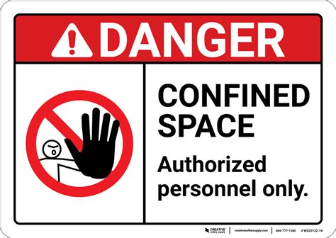 Danger Confined Space Authorized Personnel Only With Icon Ansi Wall Sign