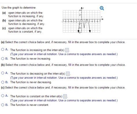 solved use the graph to determine open intervals on which