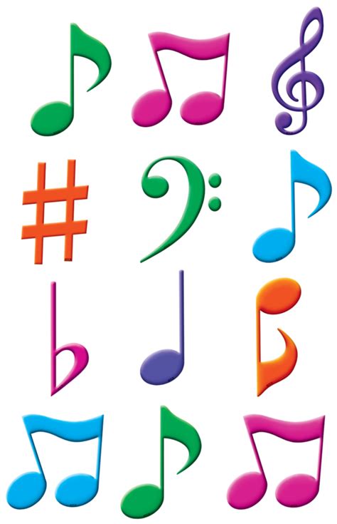 Musical Notes Mini Accents Color Music Notes Transparent Cartoon