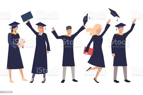 Set Of Happy High School Students Stock Illustration Download Image
