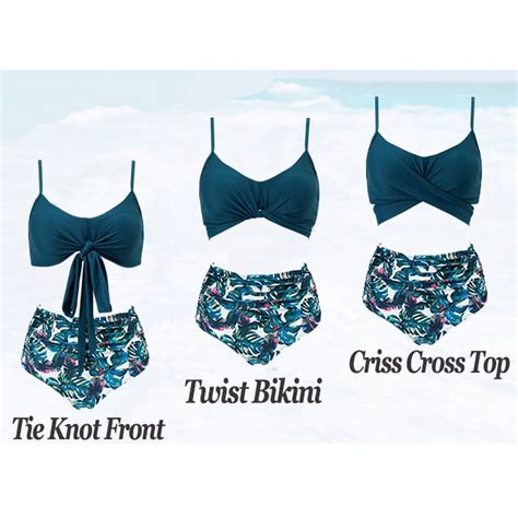 Lorddream Women Criss Cross High Waisted String Floral Printed 2 Piece Bathing Suits Cross Wrap