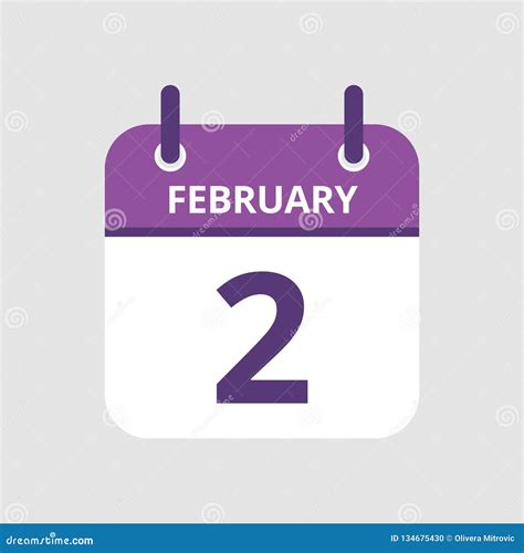 Calendar 2nd Of February Stock Vector Illustration Of Date 134675430