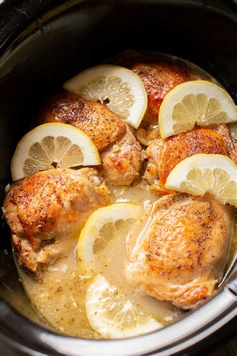 23 slow cooker chicken thigh recipes ; Lemon Pepper Chicken Thighs - The Magical Slow Cooker