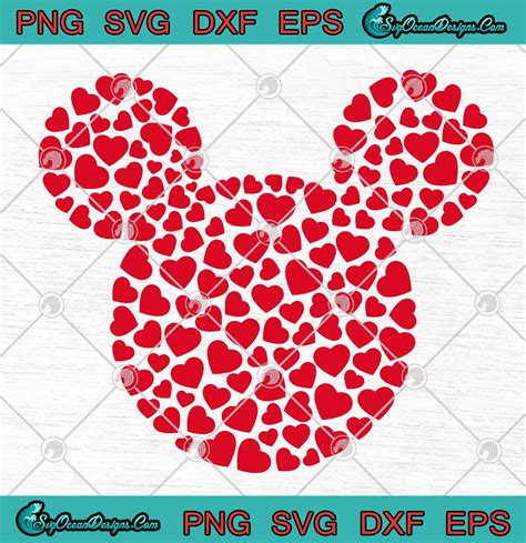 Disney Mickey Mouse Icon Filled With Hearts Svg Png Disney Mickey Mouse
