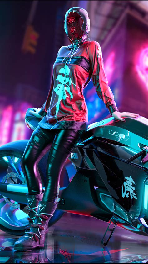 Girl, the city, the game, rain, art, cyborg, cd projekt red. Biker Girl Cyberpunk 4k Wallpaper