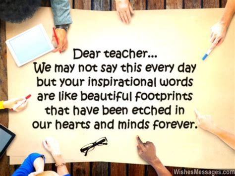 Thank you for being our inspirational teacher. Thank You Notes for Teacher: Messages and Quotes ...