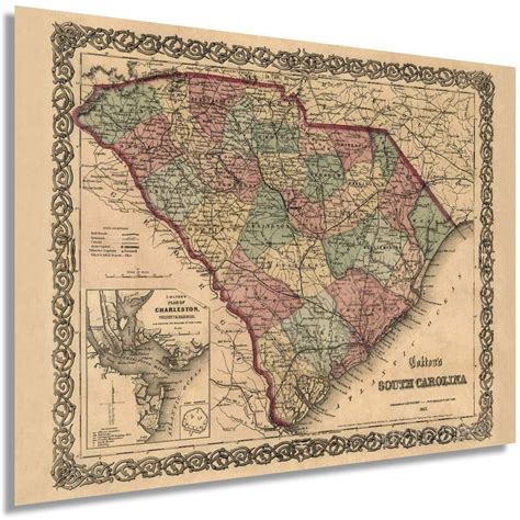 Historix 1865 Map Of South Carolina 18x24 Inch South Carolina Vintage