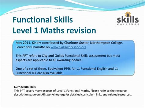 Ppt Functional Skills Level 1 Maths Revision Powerpoint Presentation