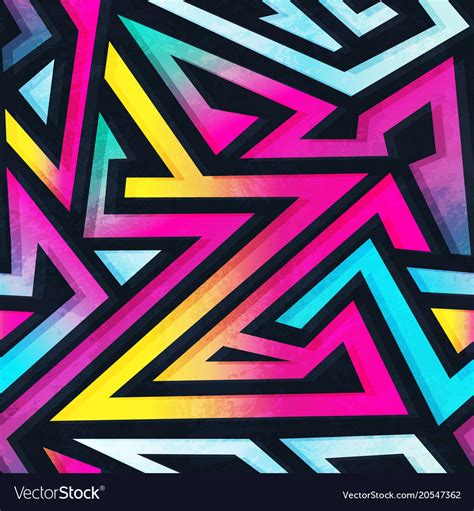 Psychedelic Color Geometric Seamless Pattern Vector Image
