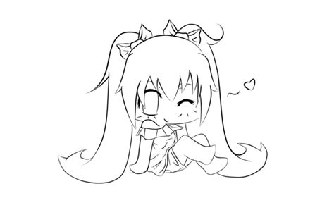 Vocaloid Chibi Miku Lineart By Peaky Strawberry On Deviantart