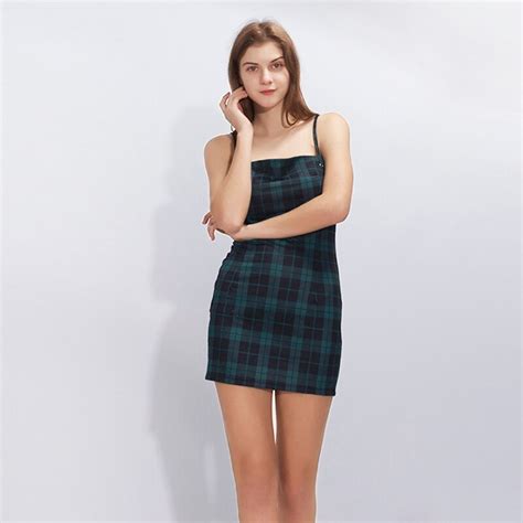 Green Plaid Bodycon Dress Women 2018 Back Tie Cut Out Sexy Party Backless Dress Spaghetti Strap