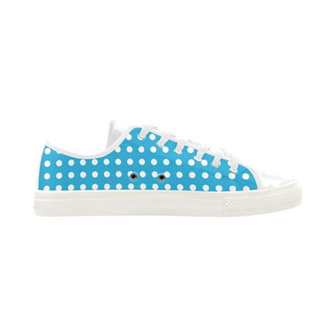 Solid Cyan With White Dots Aquila Action Leather Womens Shoes Model
