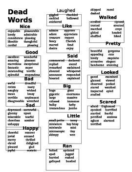 Synonym Handout (Dead words) | Essay writing skills, English vocabulary ...