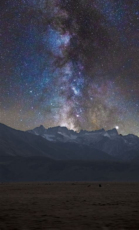 1280x2120 Milky Way Galaxy Mountains Landscape Wallpaper Landscape