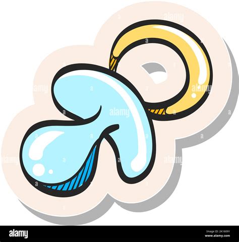 Hand Drawn Pacifier Icon In Sticker Style Vector Illustration Stock