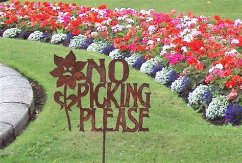 No Picking The Flowers Metal Yard Or Garden Stake Sign Free Etsy
