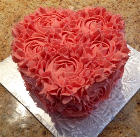 Heart Cake For Valentines Day Vanilla Cake With Vanilla Cream Filling And Buttercream Frosting