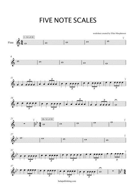 Five Note Scales For Beginner Flute Music Sheet Download