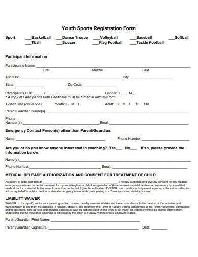 Free 10 Sports Registration Form Samples In Pdf Ms Word