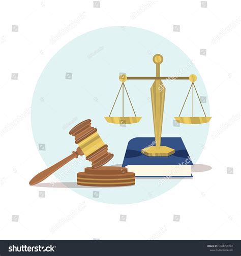 Justice Scales Wood Judge Gavel Wooden Stock Vector Royalty Free
