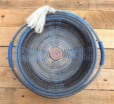 Blue Lariat Basket With Handles Lariat Rope Crafts Rope Decor Rope