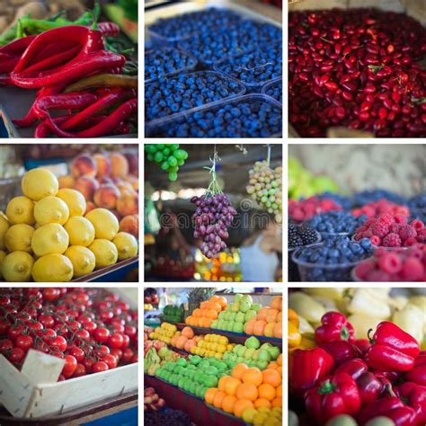Summer Fruit And Vegetables Collage Stock Photo Image Of Fruit