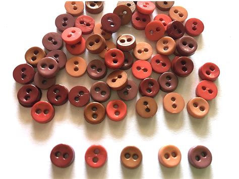 100 Pcs Tiny Button Micro Button 2 Holes Size 6mm Mix Brown Tone