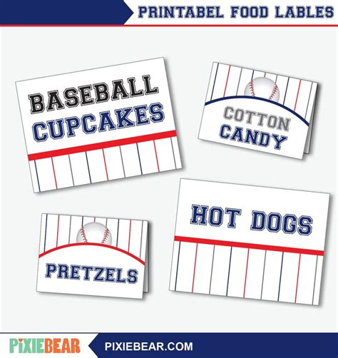Baseball Food Labels Baseball Food Tent Cards Buffet Signs Etsy